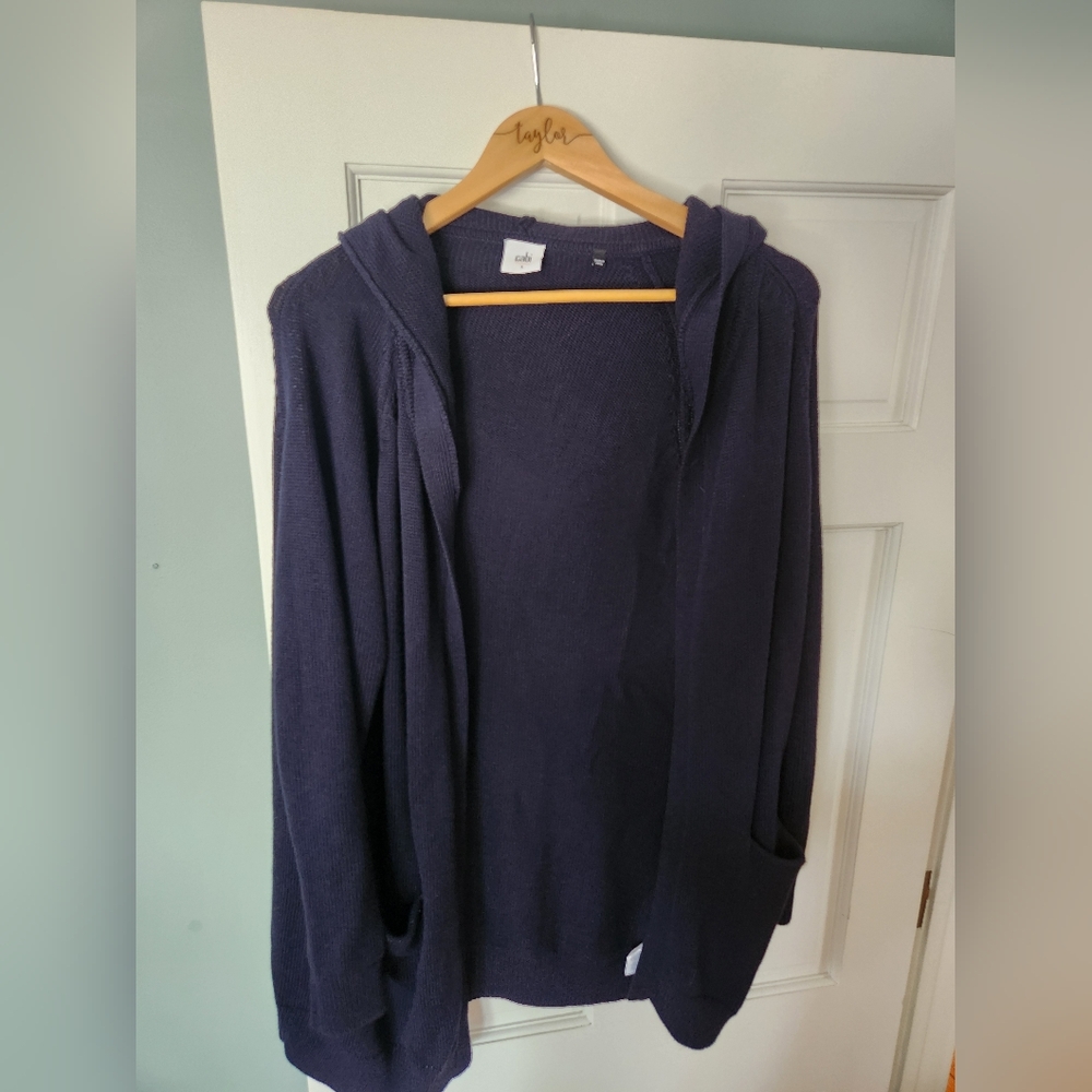 Cabi, Navy Hooded Cardigan, Small